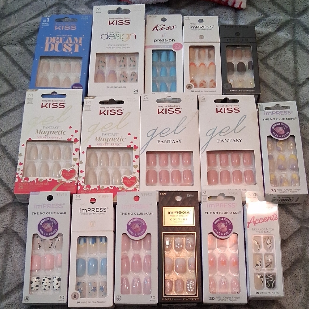 Assorted KISS and imPRESS Nail Sets Lot Of 16
